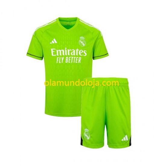 Camisola Real Madrid Guarda-redes Criança Equipamento Primeiro 2023-2024 Manga Curta